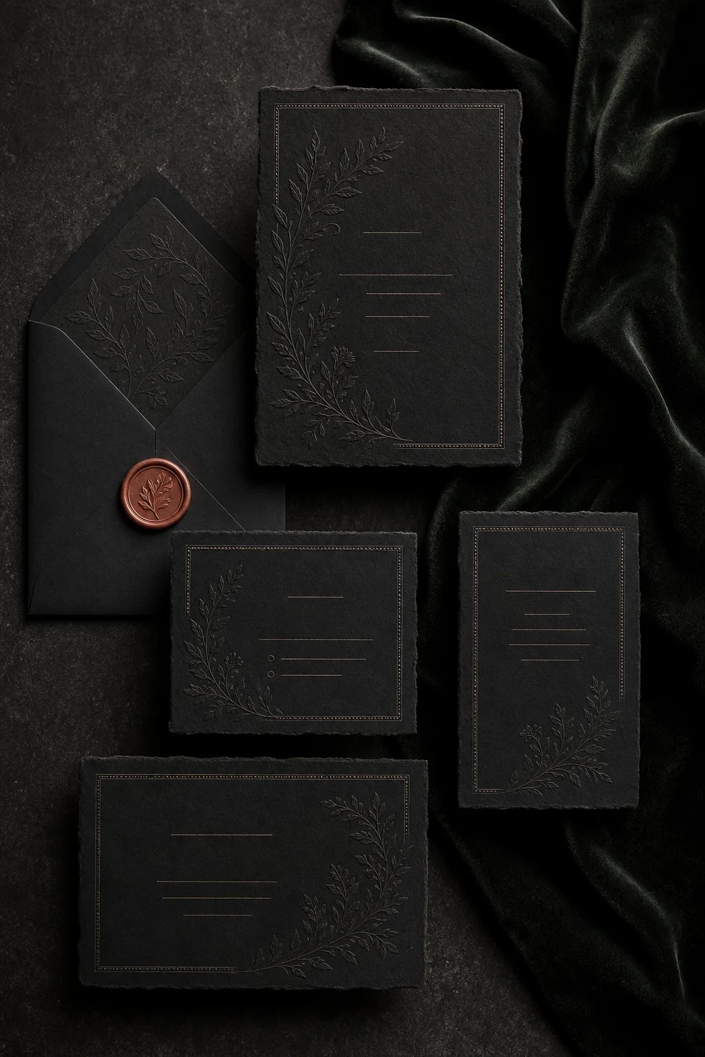 Concept rendering of the After Dark matching wedding stationery direction